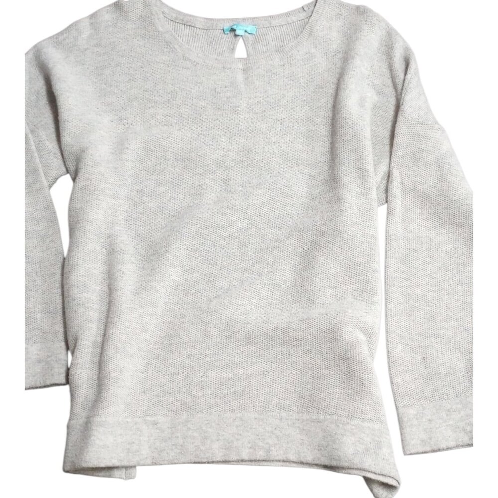 Marled Grey Lurex Shimmer Wool Cashmere Pullover Sweater Bell Sleeve XXL